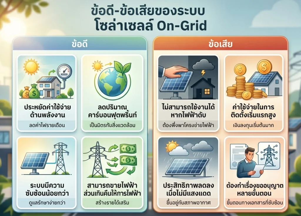 ข้อดี-ข้อเสียของระบบโซล่าเซลล์ On-Grid