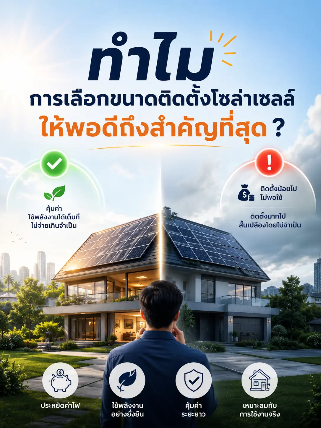 ทำไมการเลือกขนาดติดตั้งโซล่าเซลล์ให้พอดีถึงสำคัญที่สุด