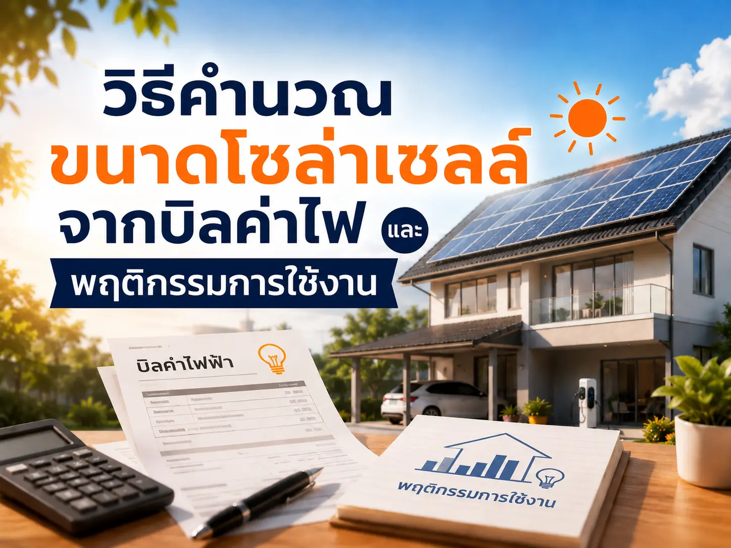 วิธีคำนวณขนาดโซล่าเซลล์จากบิลค่าไฟ และพฤติกรรมการใช้งาน