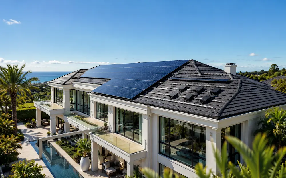 ระบบโซล่าเซลล์มาตรฐานวิศวกรรมพรีเมียม Micro Inverter ขนาด 10kWp บนหลังคาคฤหาสน์หรู