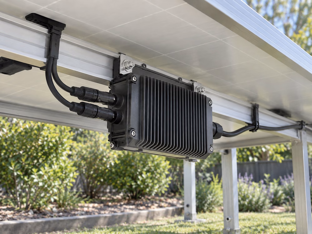Micro Inverter ติดตั้งบนรางใต้แผงโซลาร์เซลล์