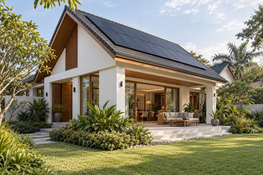 บ้านติดแผงโซลาร์เซลล์สำหรับใช้ไฟช่วงกลางวันด้วยระบบ On-Grid